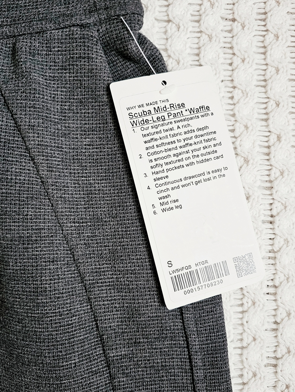Lululemon Athletica Scuba MR Wide Leg Pant Waffle Grey Workout Athleisure S NEW - Picture 15 of 16